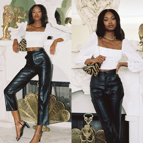 Princess Polly Pants - PRINCESS POLLY ENCORE FAUX LEATHER PANTS BLACK Size 6